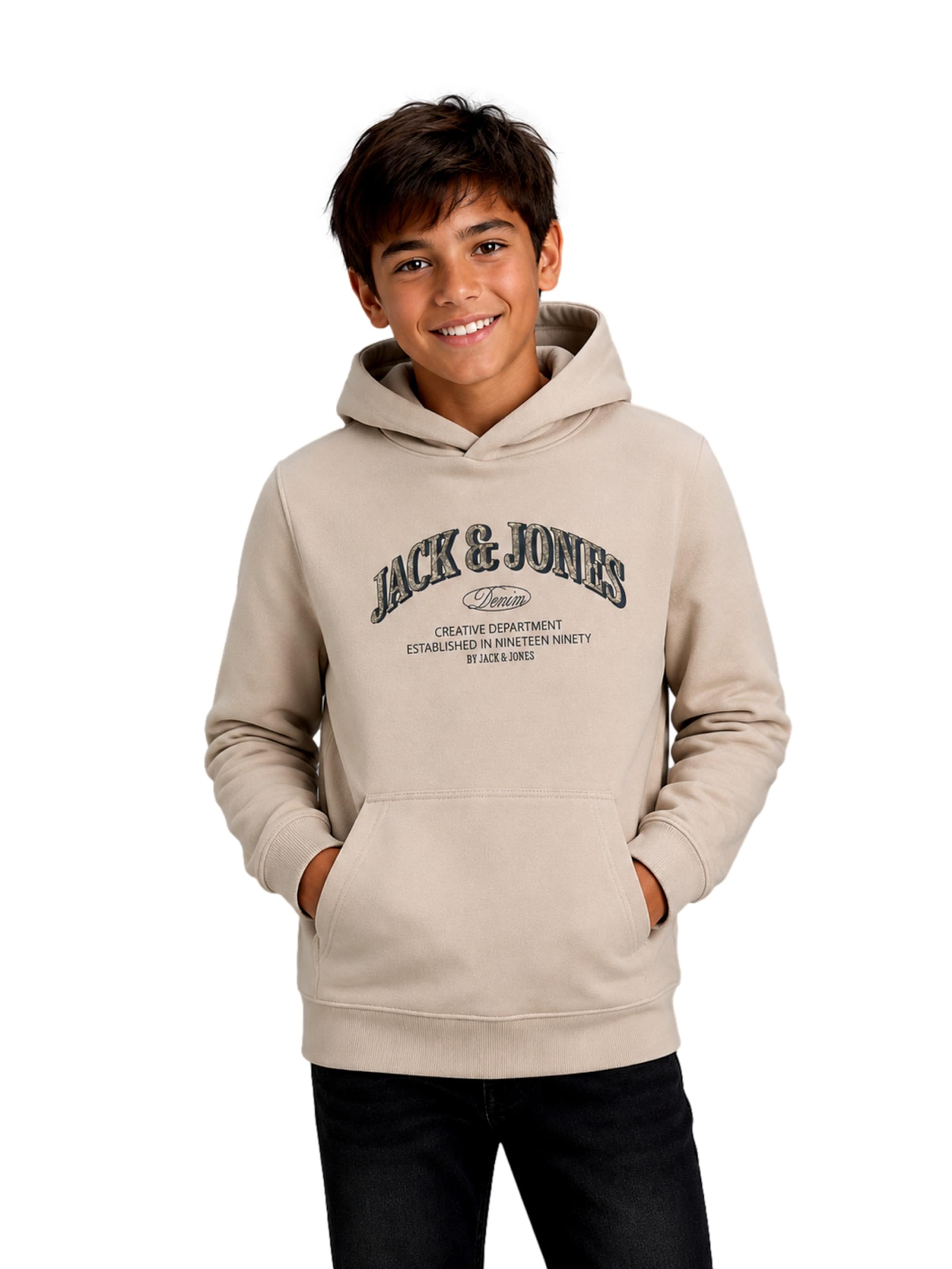 Jack & Jones Junior Свитшот 'JJEDENVER' в Бежевый: спереди