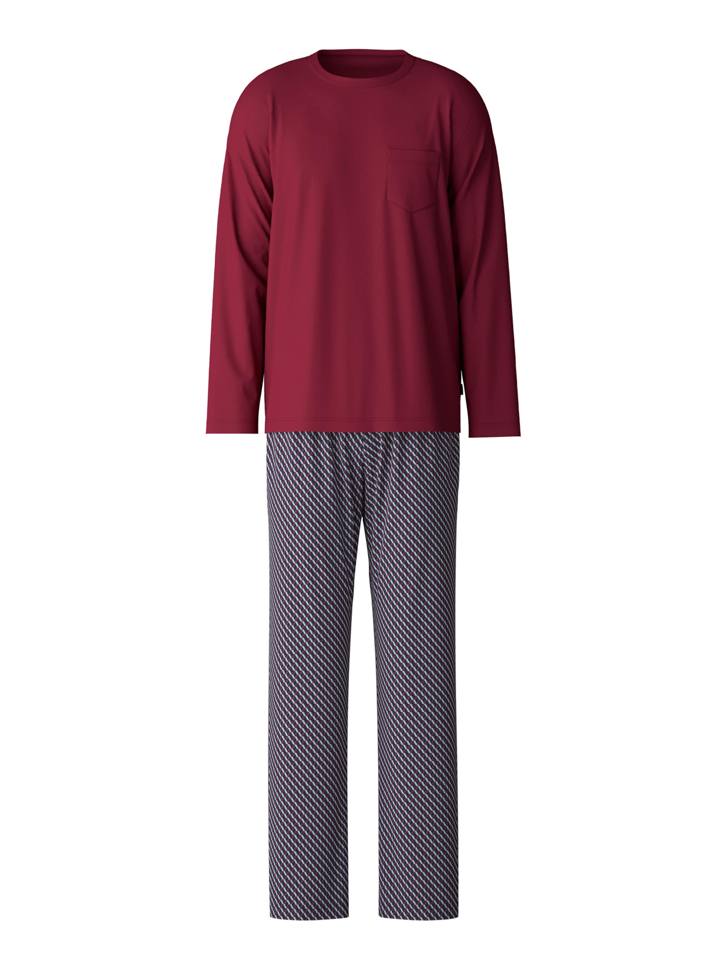 CALIDA Пижама длинная в Цвет морской волны / Бордовый / Белый, Обзор товара