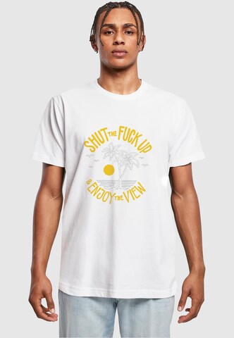 Mister Tee Shirt 'Shut the Fuck Up & Enjoy The View' in White: front