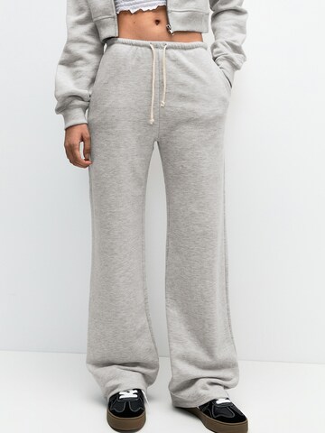 Pull&Bear Wide leg Broek in Grijs: voorkant