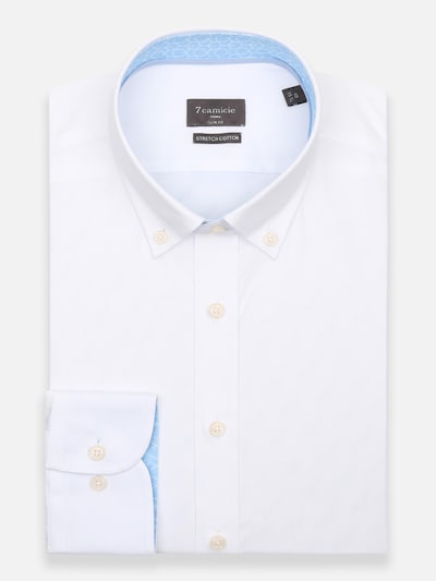 7Camicie Zakelijk overhemd 'Leonardo Sport Poplin Stretch Man Shirt Black' in de kleur Wit, Productweergave