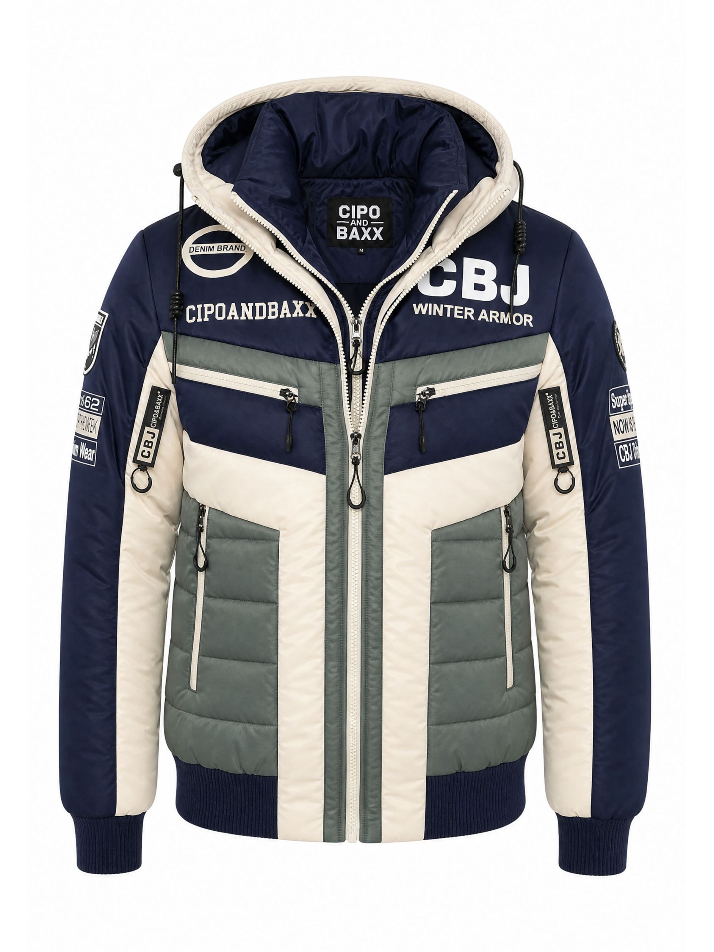 CIPO & BAXX Winterjacke CM234 mit Kapuze in Blau: Vorderseite