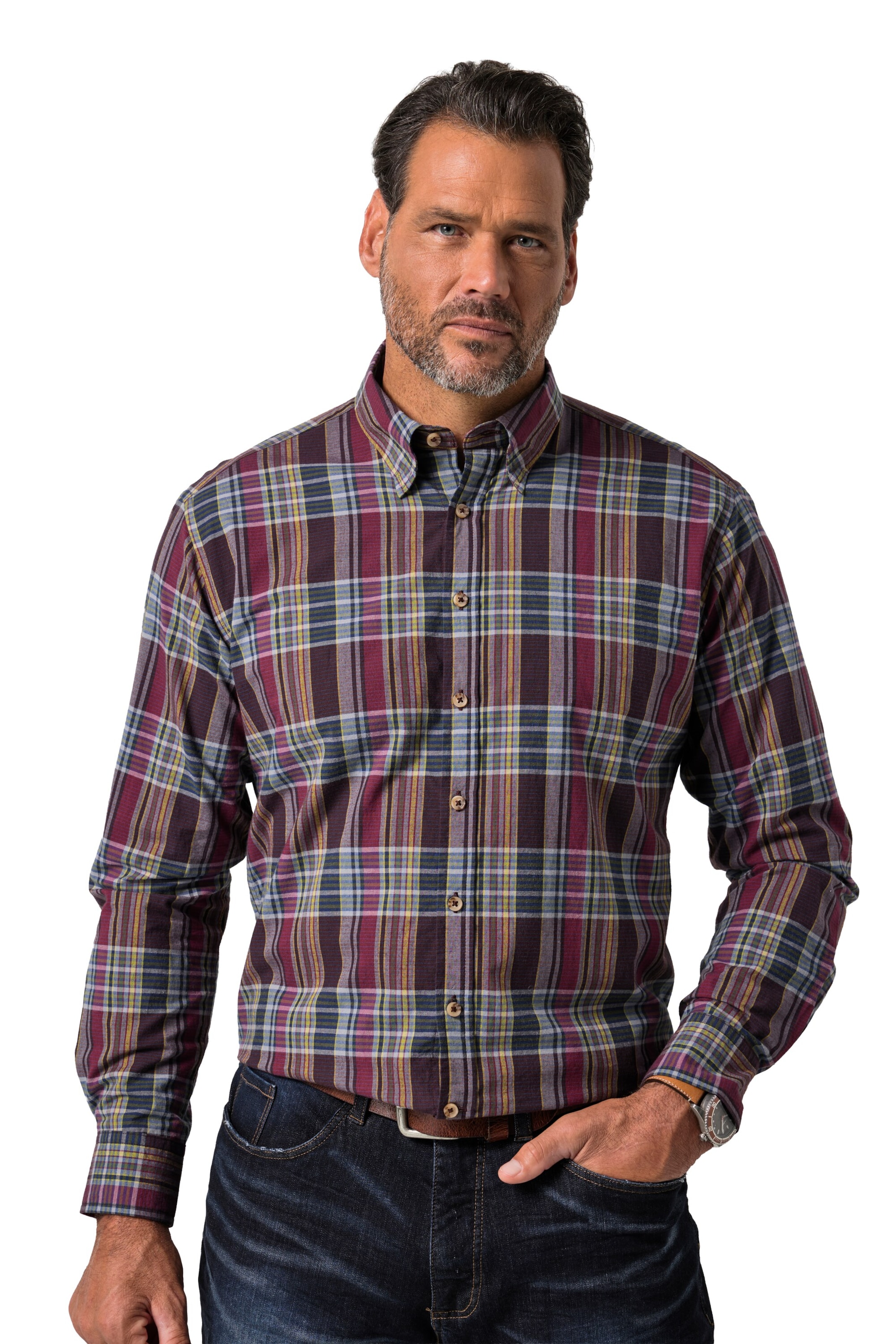 JP1880 Regular fit Button Up Shirt in Red: front