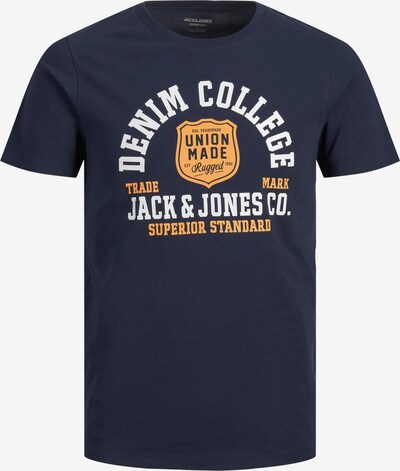 JACK & JONES Shirt in de kleur Nachtblauw / Lichtoranje / Wit, Productweergave
