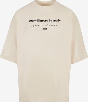 T-Shirt 'Just Start' Merchcode en beige : devant