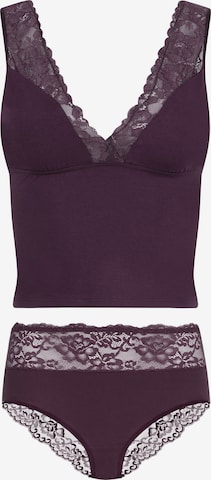 Evoni Bustier Wäsche-Sets 'mit Spitze' in Lila: Vorderseite