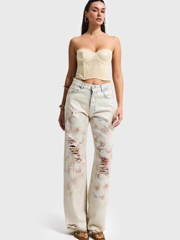 IT'S BASIC Loosefit Jeans 'PRINTED LOOSE MID RISE JEANS' in Blauw