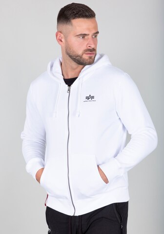 ALPHA INDUSTRIES Zip-Up Hoodie in White