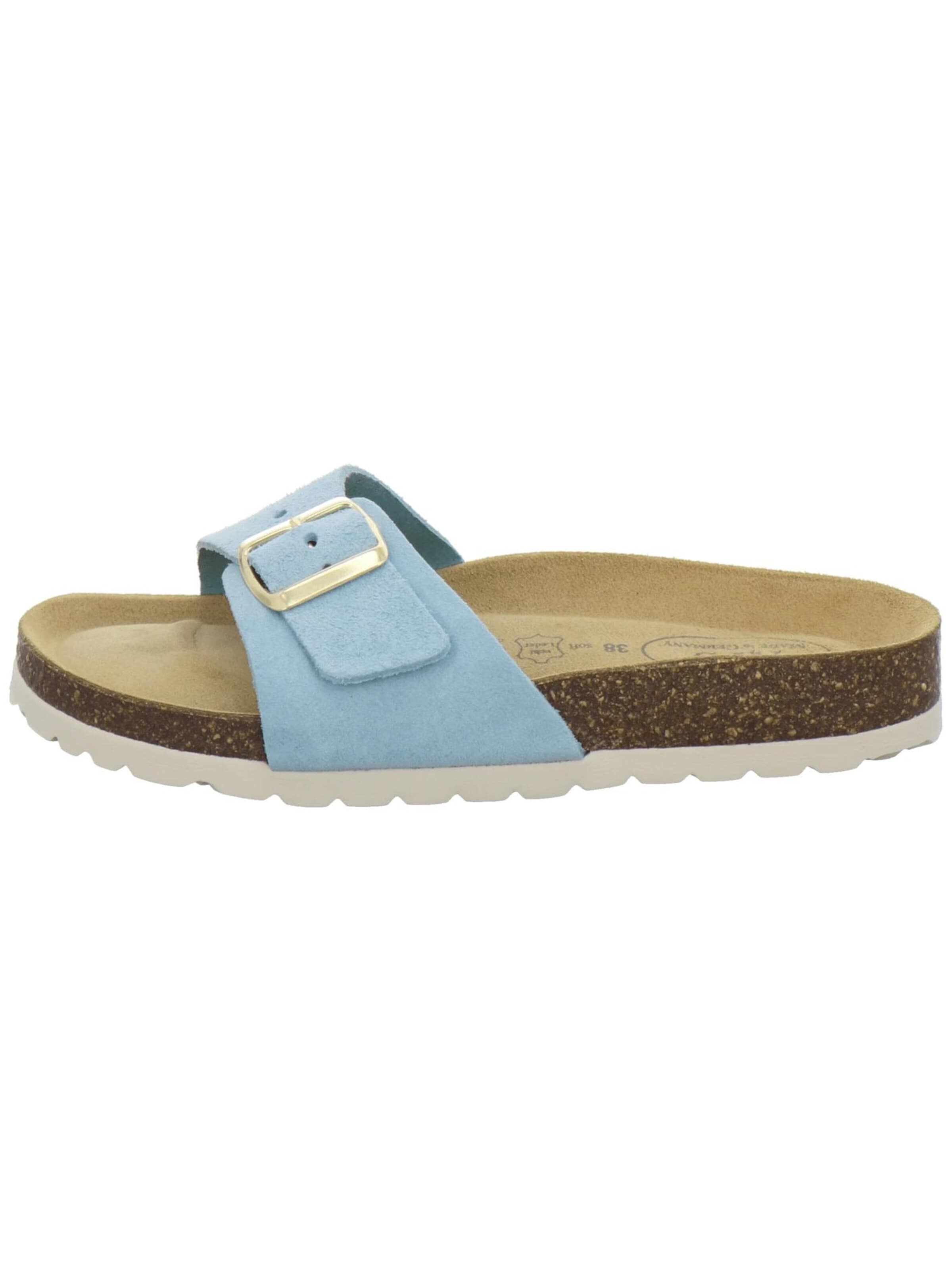 AFS-Schuhe - Zapatos abiertos 'Pantoletten Damen Einschnaller hellblau' en azul