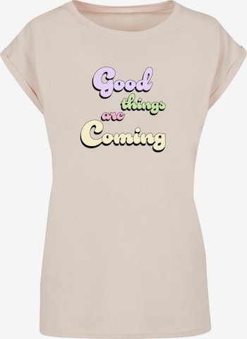 Merchcode T-Shirt 'Good Things' in Beige: predná strana