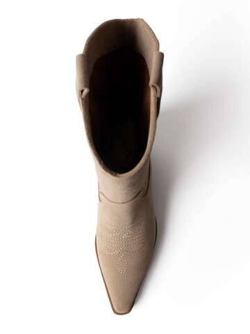 L37 HANDMADE SHOES Enkellaarsje 'HOLLY LEAVES' in Beige