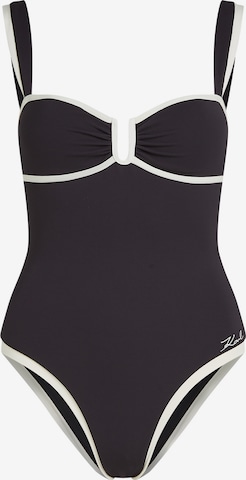 juoda Karl Lagerfeld Bandeau Maudymosi kostiumėlis 'Signature': priekis