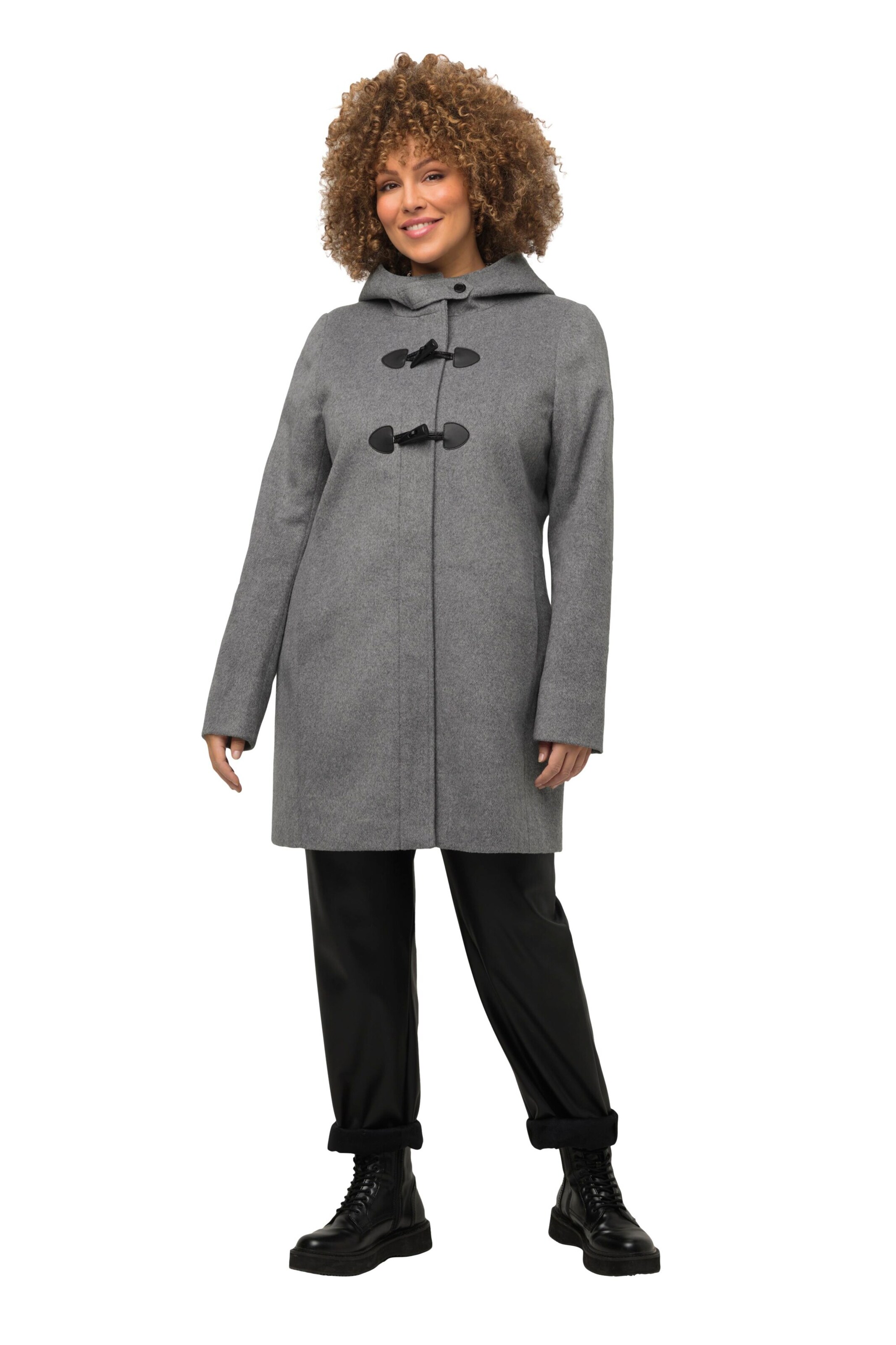 Ladies black duffle on sale coat with hood