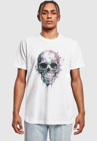 Tricou 'Colorful Skull' de la Mister Tee pe alb: față