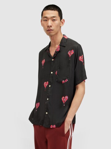 AllSaints Regular Fit Hemd 'IKUMA BREAKUP' in Schwarz: Vorderseite