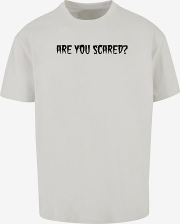 Merchcode Shirt 'Halloween - Are You Scared' in Grijs: voorkant