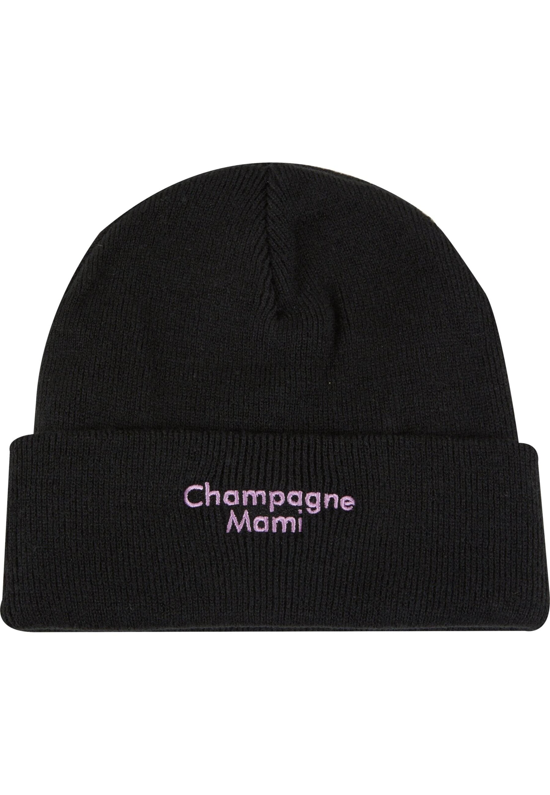 Pica Pica Beanie 'Champagne Mami' in Black: front