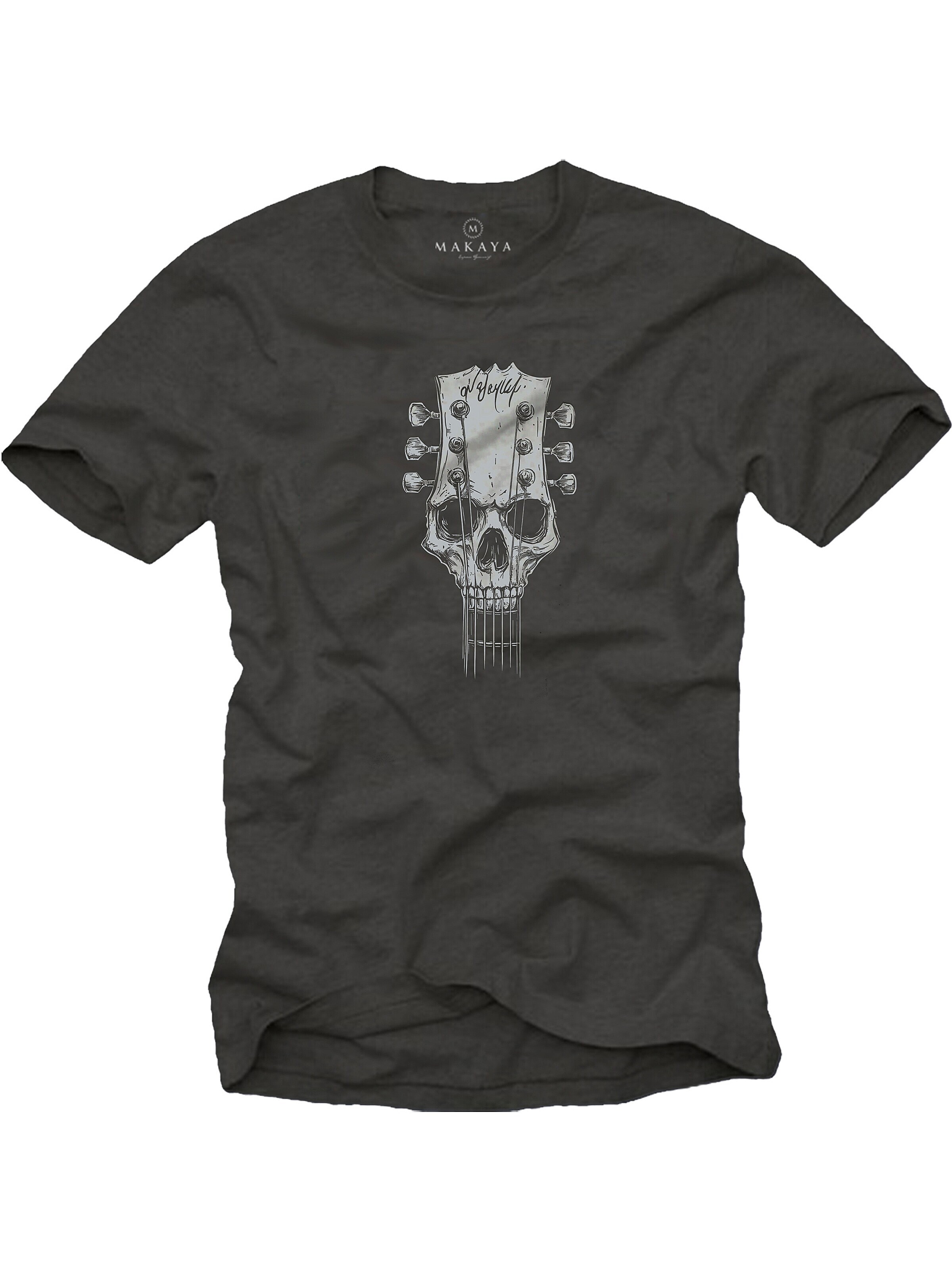 MAKAYA Shirt 'Gitarrenkopf' in Grey: front