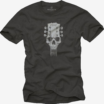 MAKAYA Shirt 'Gitarrenkopf' in Grey: front