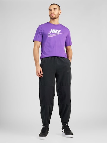 Nike SportswearTapered Hlače 'Club Polar' - crna boja