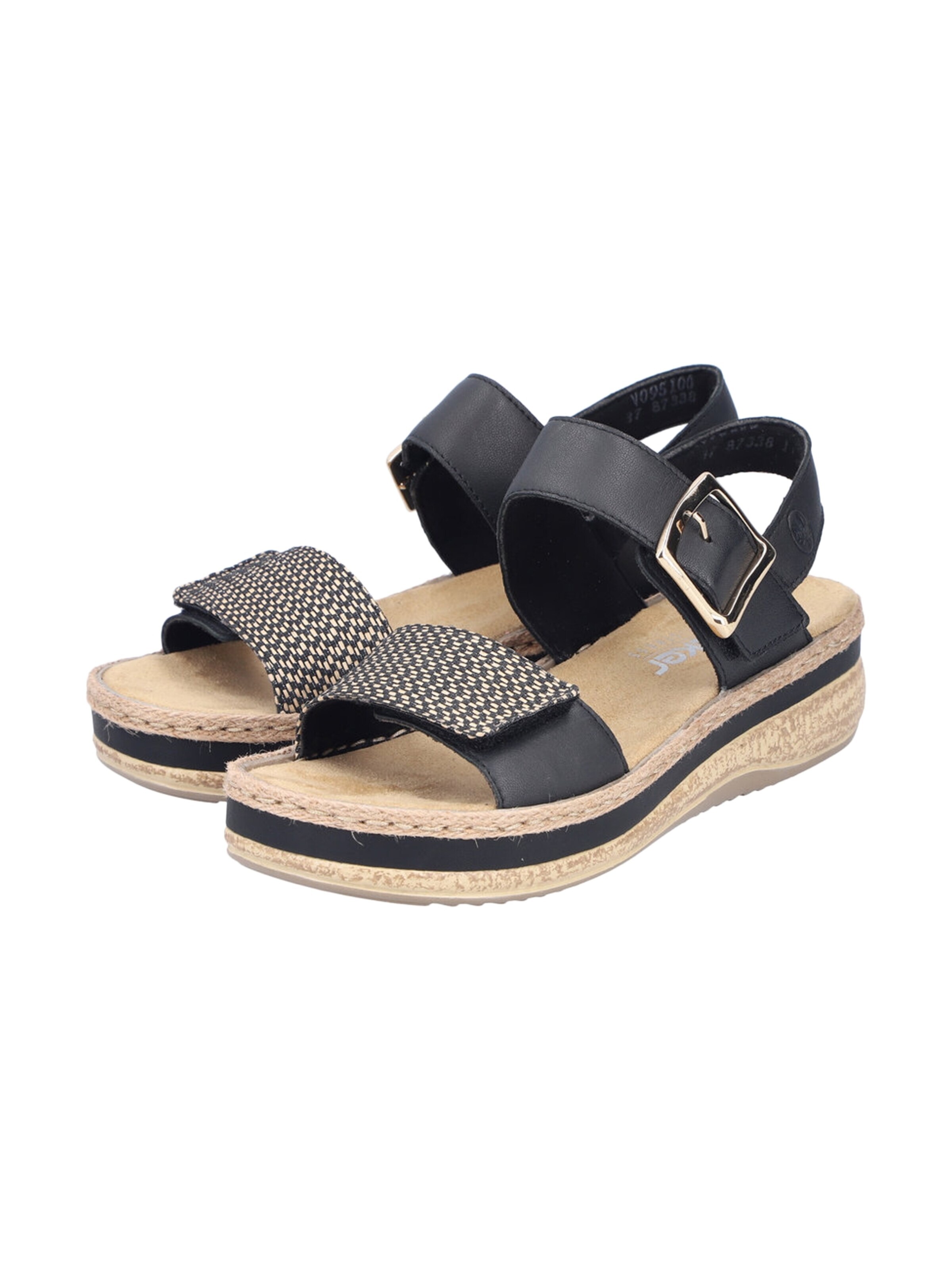 Sandales 'Rimo-Sandalen aus Leder mit Keilabsatz' Rieker en argent