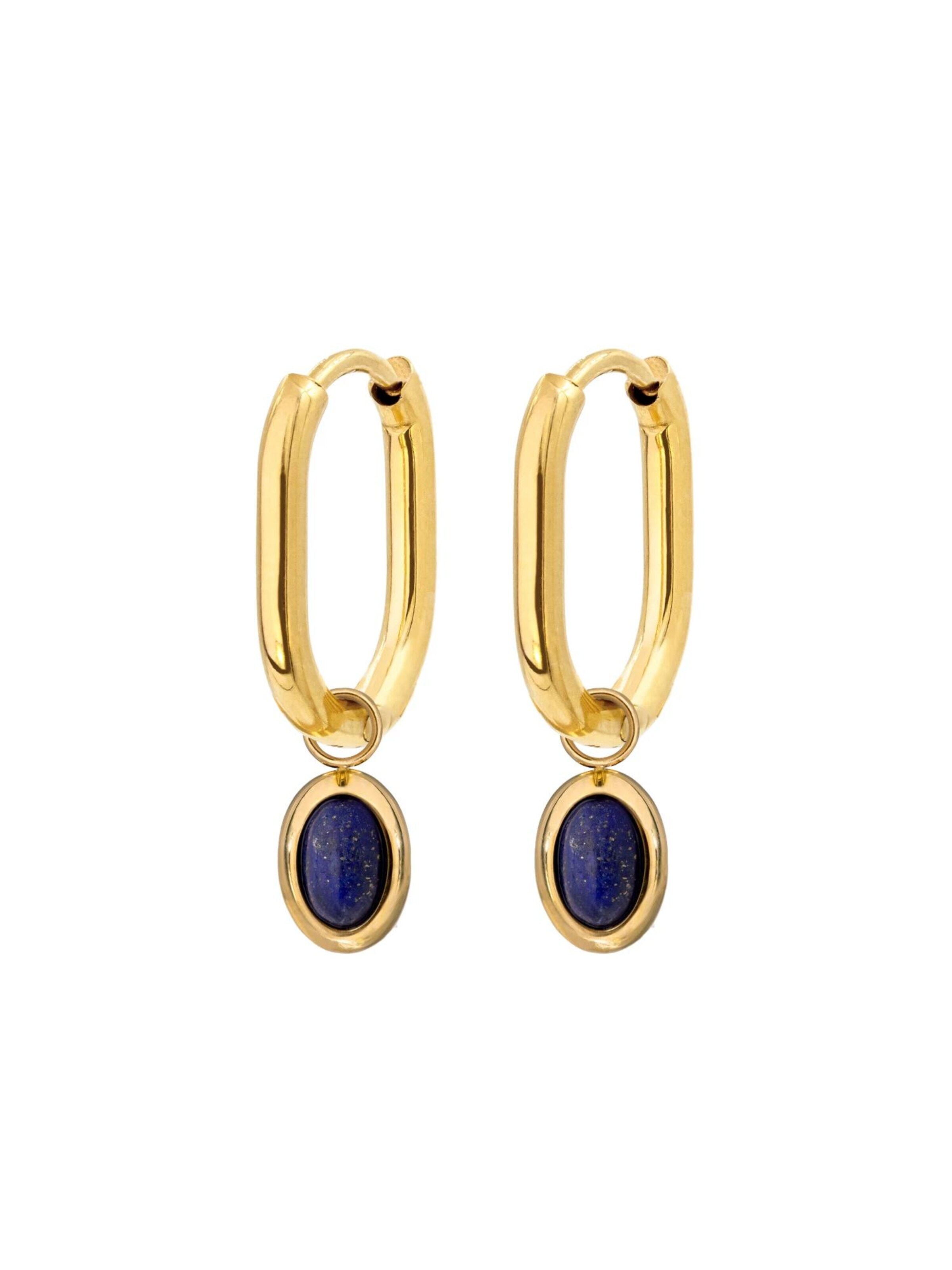 Luamaya Earrings 'Blue Breeze Oval Hoop Set Baby' in Gold: front