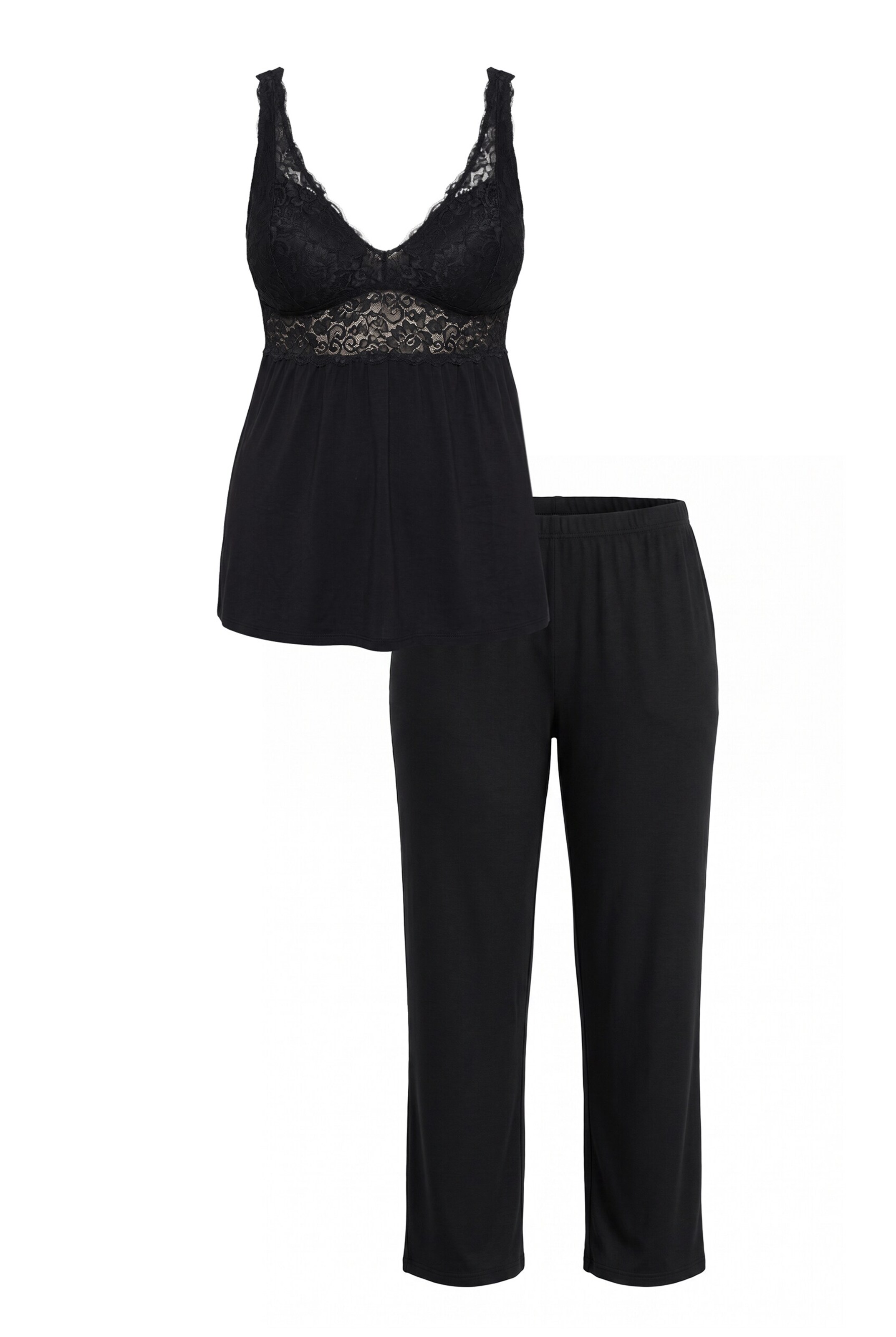 TruYou Pyjama in Schwarz: Vorderseite