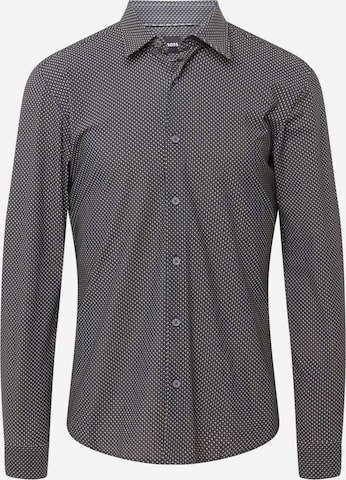 BOSS Black Slim fit Button Up Shirt 'P-ROAN' in Grey: front