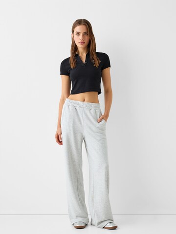 Wide leg Pantaloni de la Bershka pe gri