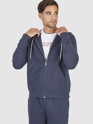 HECHTER PARIS Zip-Up Hoodie in Blue: front