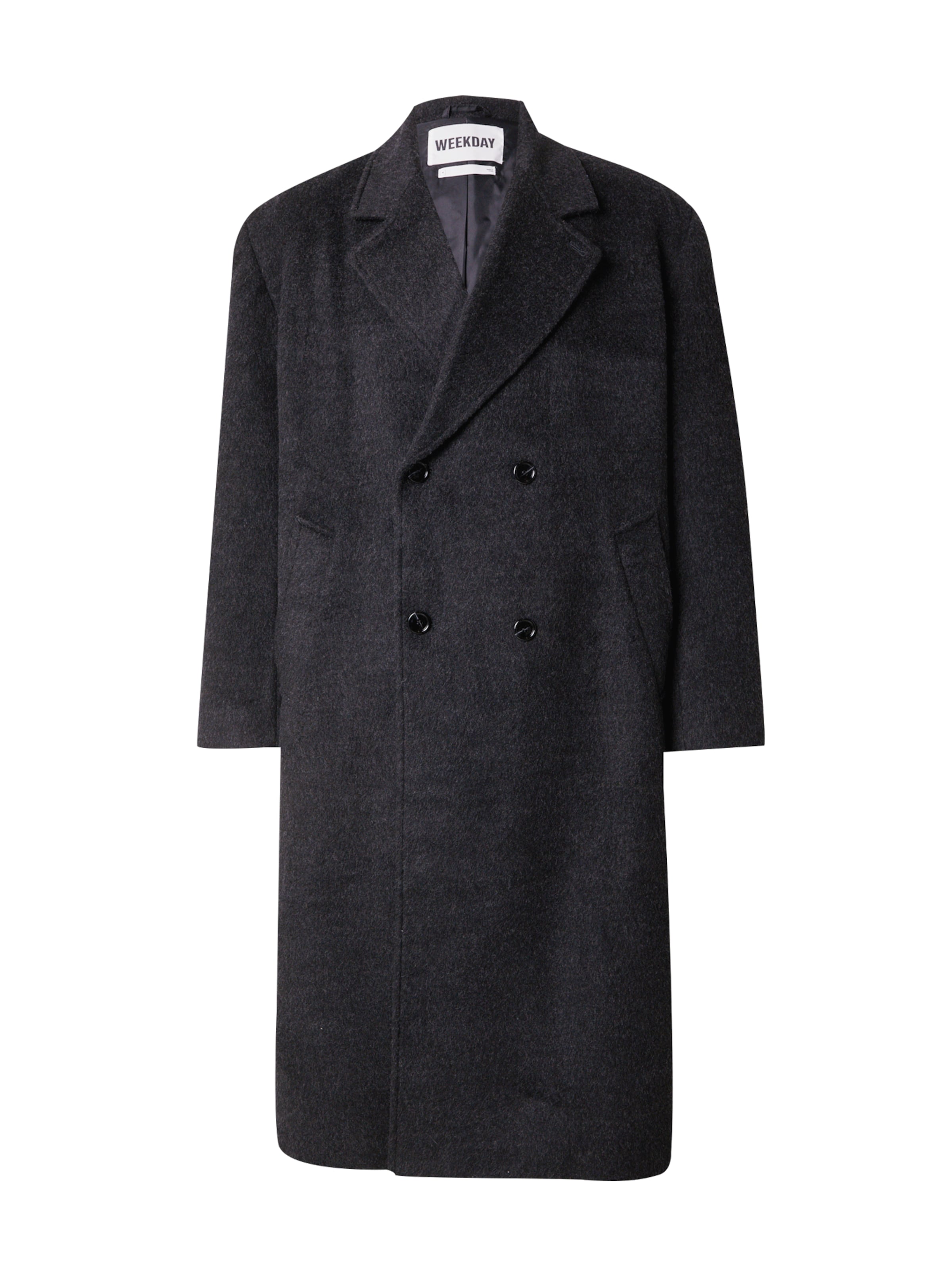 WEEKDAY Демисезонное пальто 'Ludwig Wool Blend Coat' в Черный: спереди