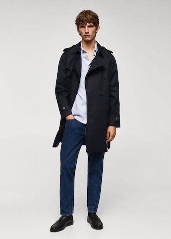 MANGO MAN Between-Seasons Coat in Blue