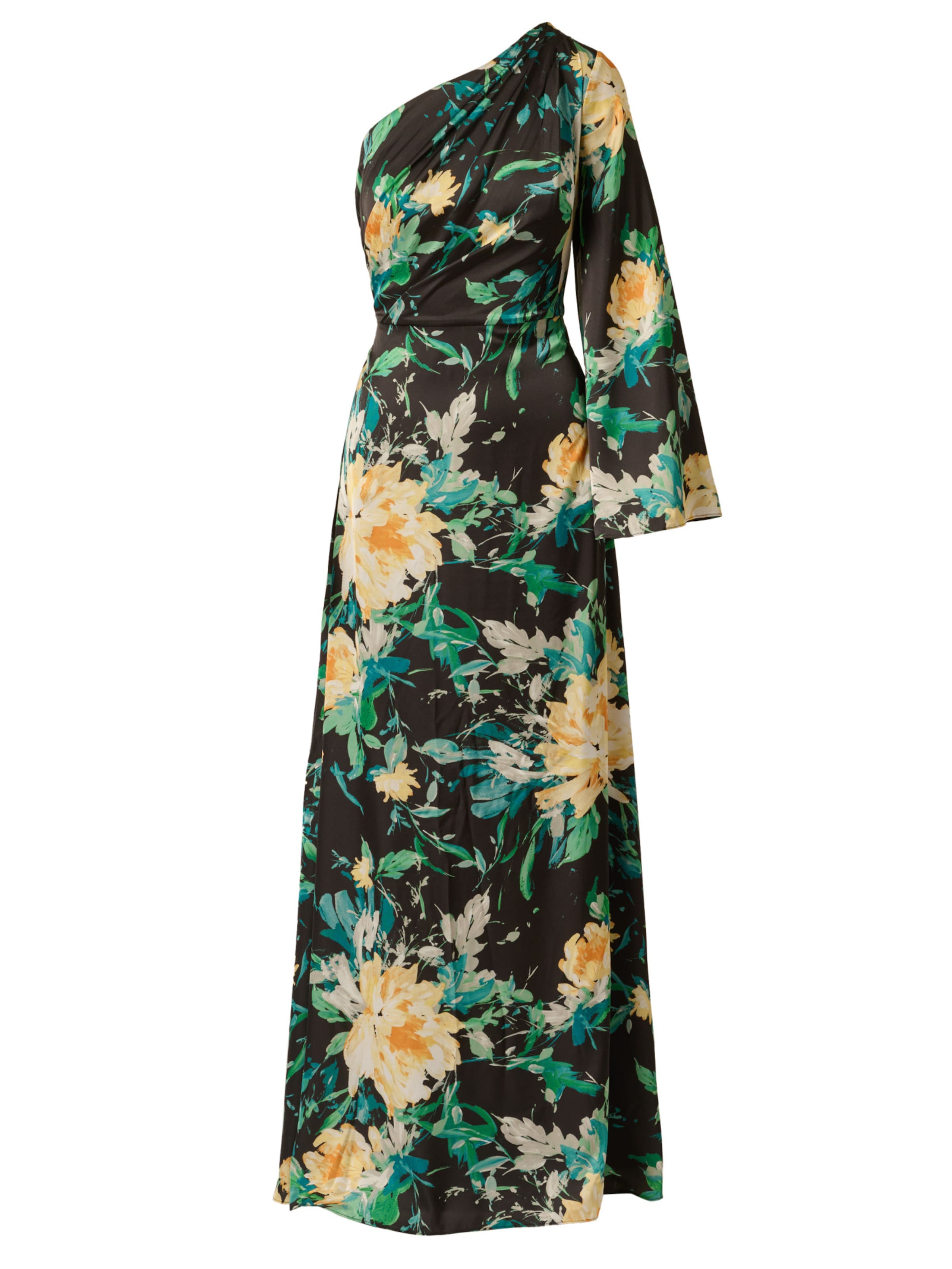 Adrianna Papell Evening dress 'One Shoulder Printed Satin Gown' in Black: front