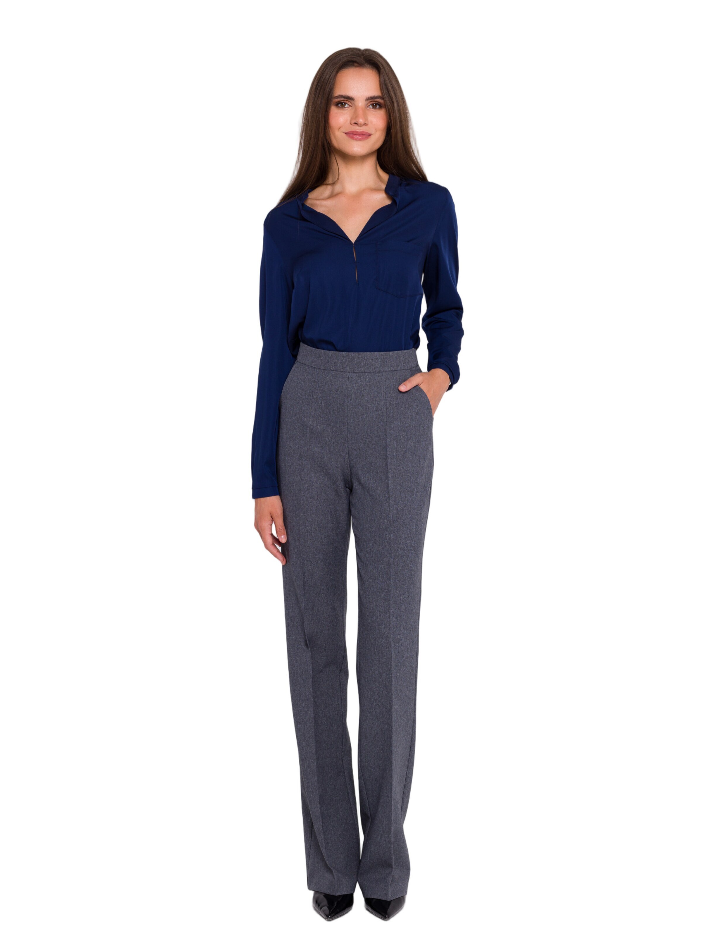 Bootcut Pantaloni cu dungă ' S371 ' de la Stylove pe gri