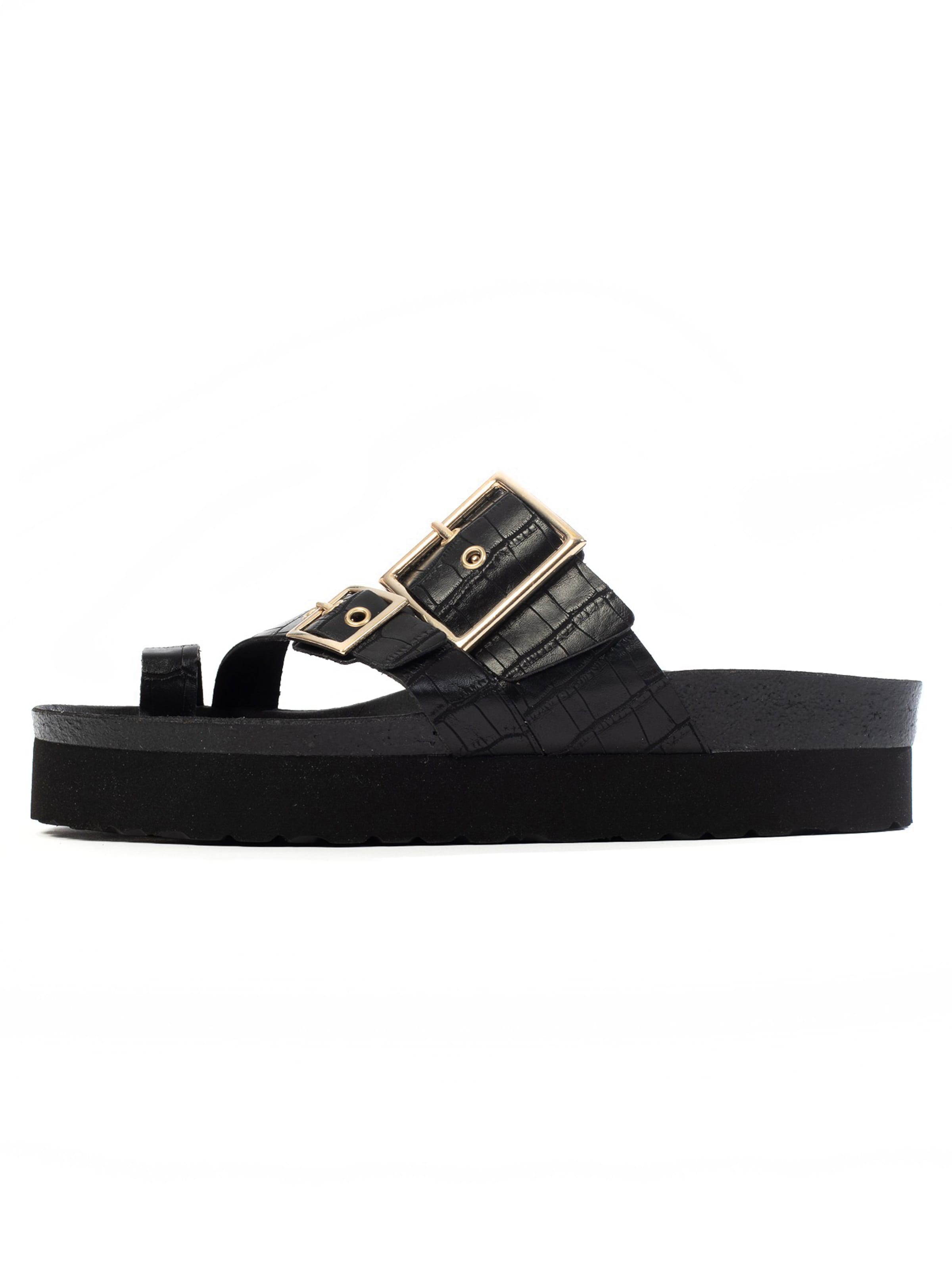 Bayton - Sandalias de dedo 'Lucrezia' en negro: frente
