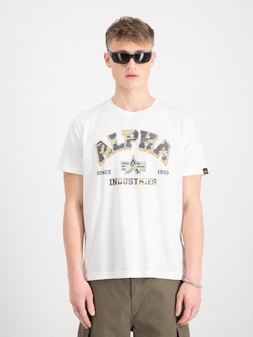 ALPHA INDUSTRIES Bluser & t-shirts 'College Camo' i hvid: forside