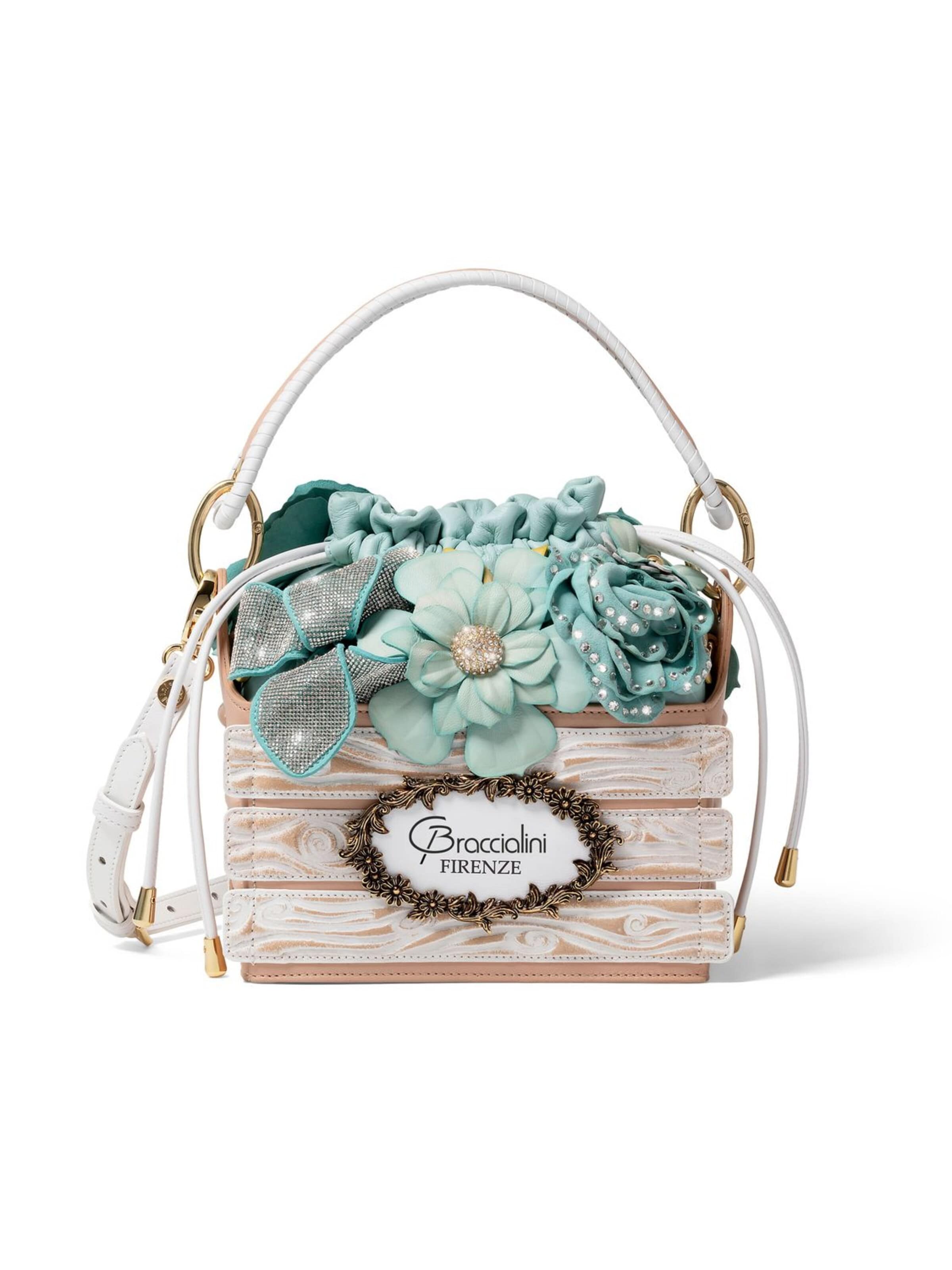 Braccialini - Bolso de mano 'Cassetta Di Fiori' en azul: frente