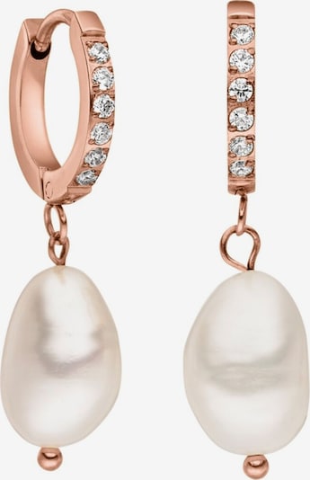 PURELEI Ohrringe 'Malahi' in rosegold / transparent / perlweiß, Produktansicht
