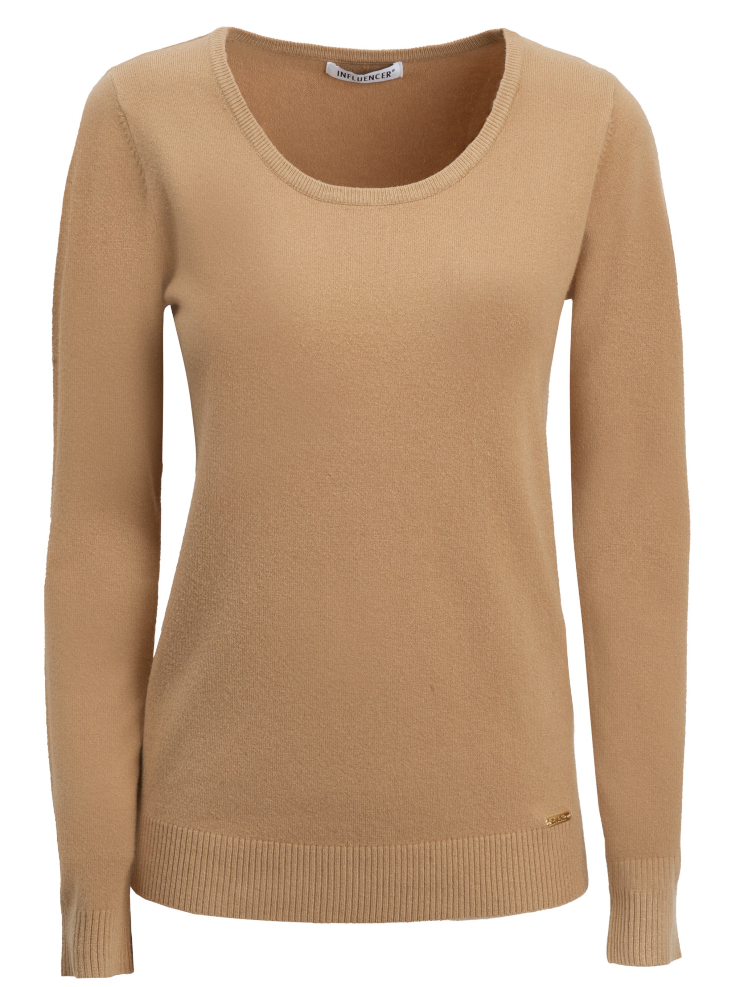 Influencer Pullover in Beige: Vorderseite