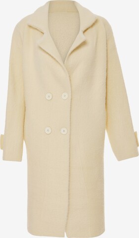 YASANNA Knitted Coat in Beige: front