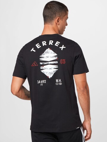 ADIDAS TERREX Λειτουργικό μπλουζάκι 'Mountain Landscape' σε μαύρο