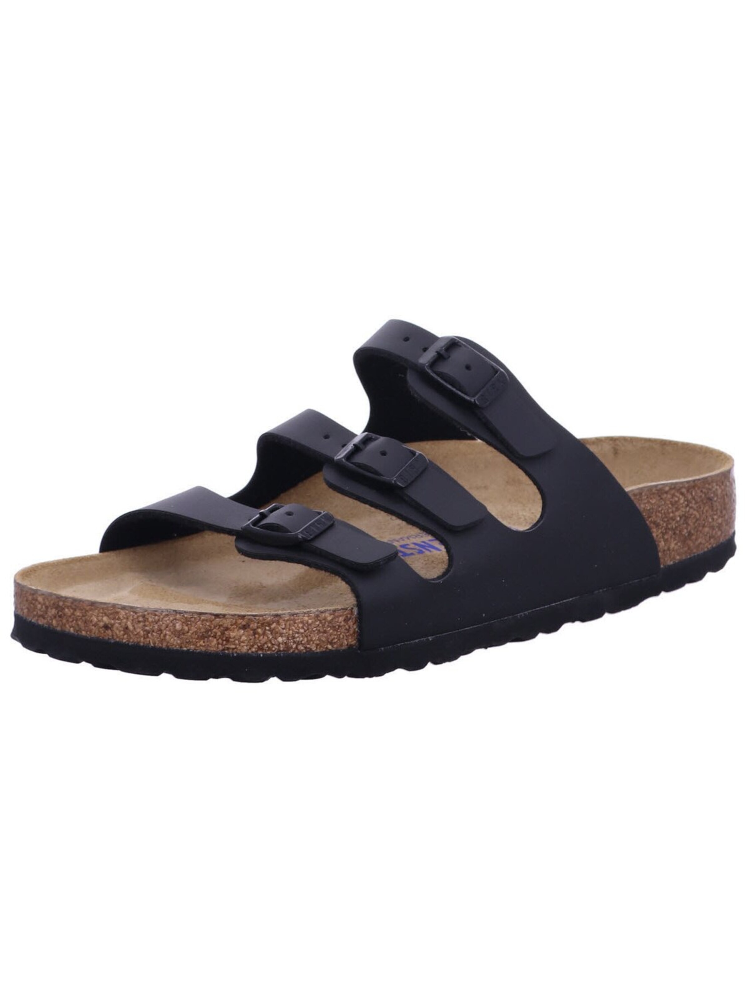 BIRKENSTOCK Mules 'Pantolette Damen 0053011 Birkenstock Florida SF Kunststoff (Synthetik) in schwarz' in 38 in Black, Item view