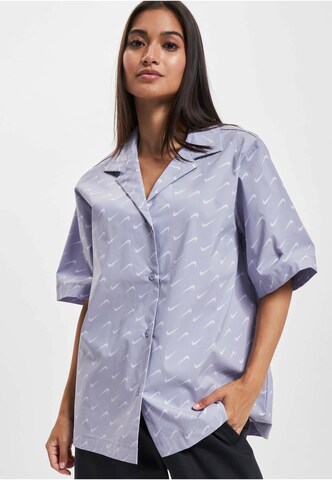 NIKE Athletic Button Up Shirt in Purple: front
