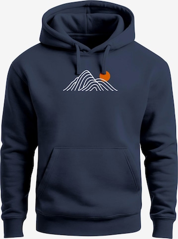 Neverless Sweatshirt 'Lineart Berge' in Blau: Vorderseite