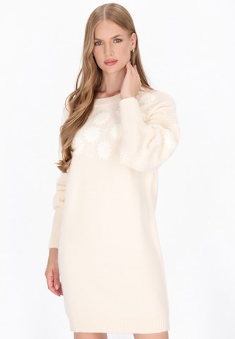 Robes en maille DreiMaster Vintage en beige : devant