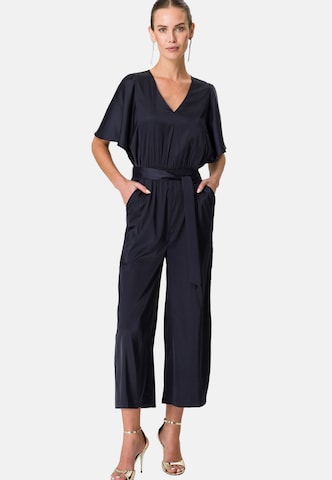 zero Jumpsuit Satin mit Stoffgürtel in Blau: predná strana