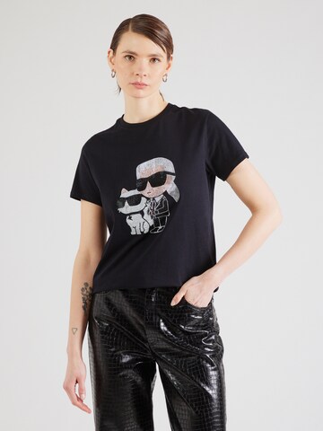 melns Karl Lagerfeld T-Krekls 'Ikonik 2.0': no priekšpuses