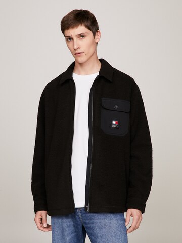 Tommy Jeans Zip-Up Hoodie in Black: front