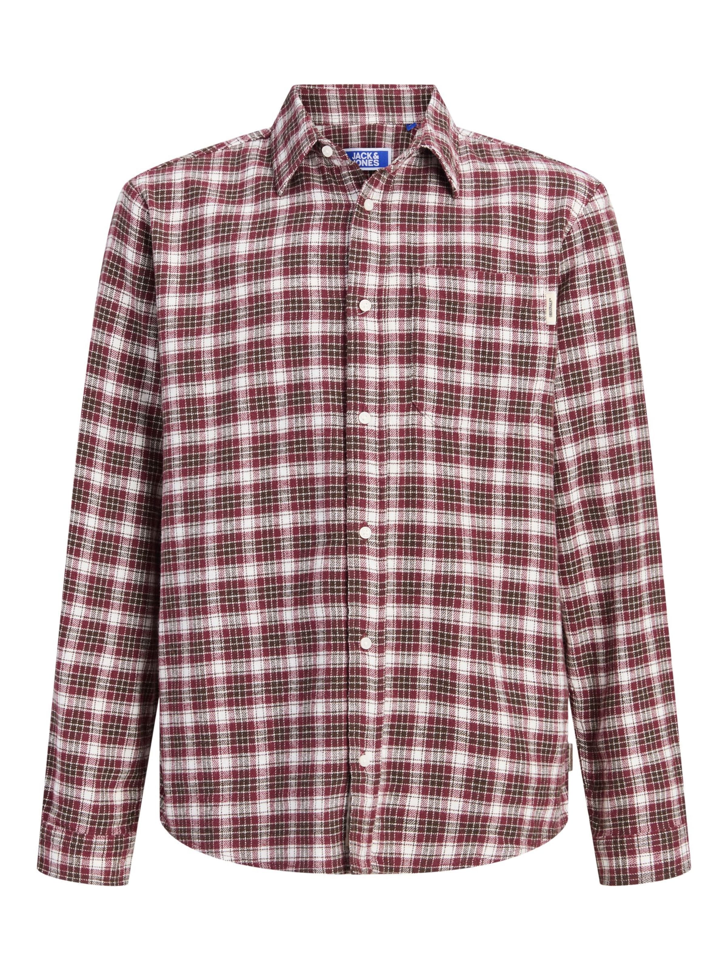 Jack & Jones Junior Overhemd in 152 in de kleur Chocoladebruin / Wit, Productweergave