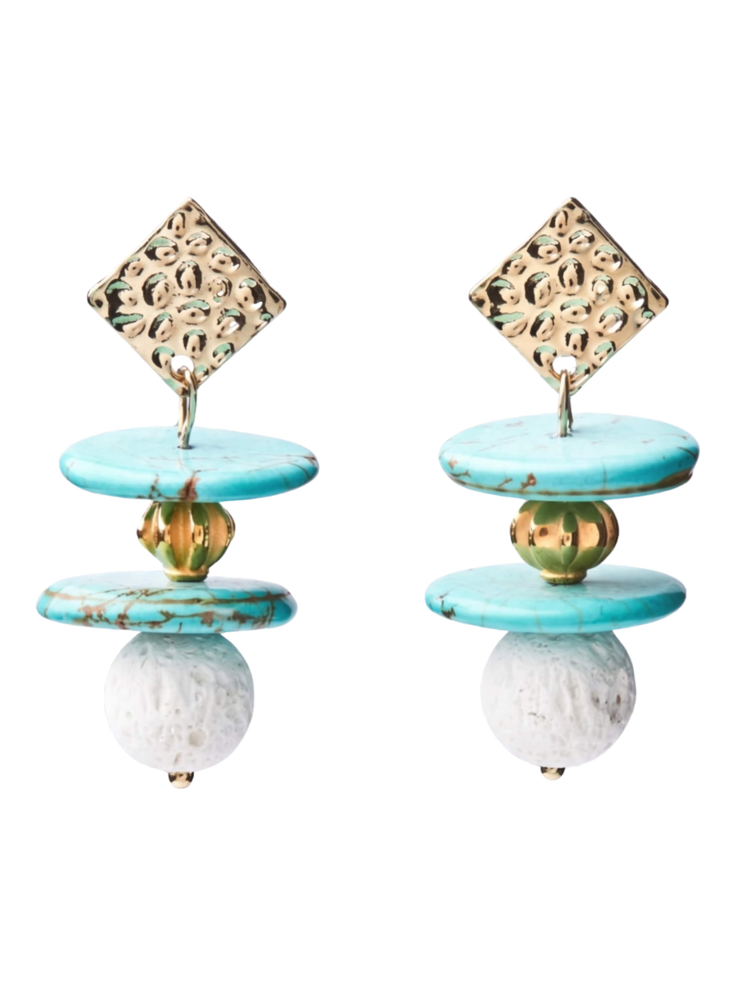 THE GEM STORIES JEWELRY Oorbellen 'Turquoise and Lava Earrings' in Blauw: voorkant